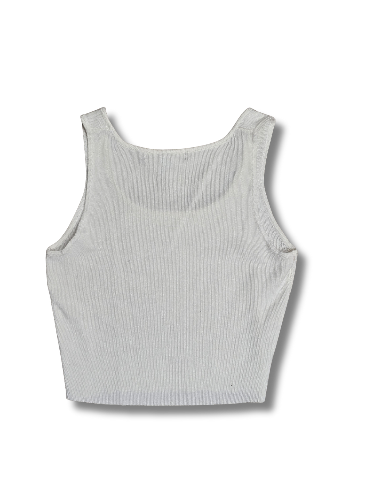 Forever 21 White Ribbed Cropped Tank Top
