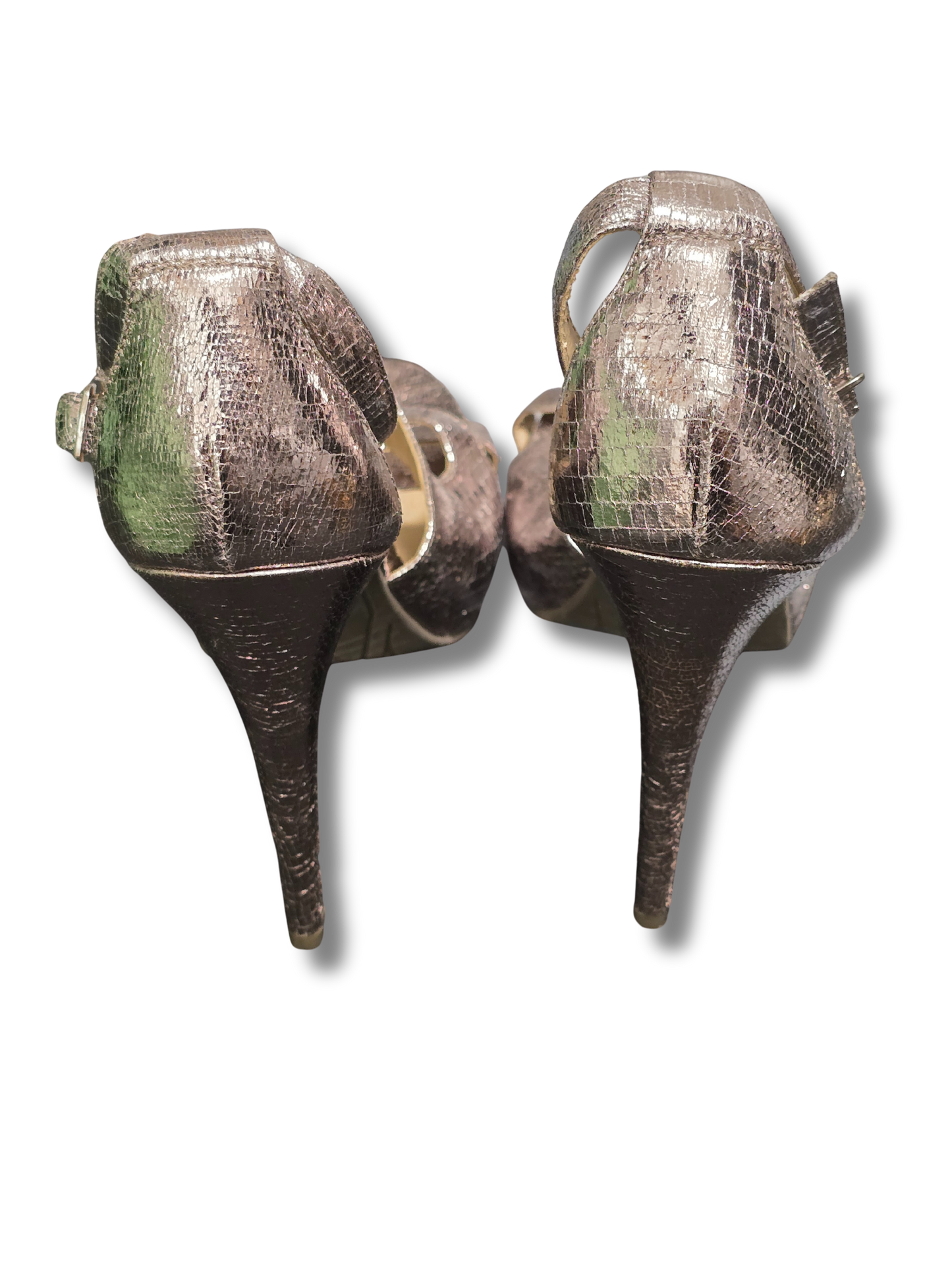 Kenneth Cole Reaction Silver Metallic Platform Heels