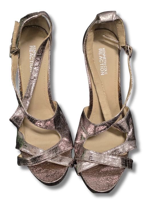 Kenneth Cole Reaction Silver Metallic Platform Heels