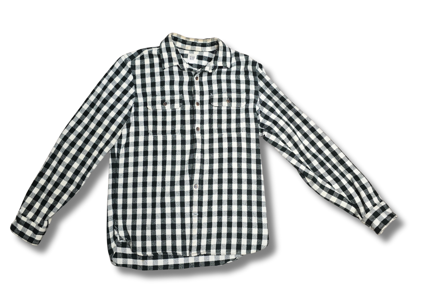 GAP Dark Green & White Buffalo Check Flannel