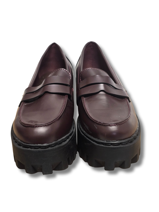 Bamboo Burgundy Chunky Platform Loafers