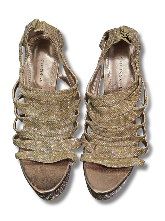 Chinese Laundry Glitter Strappy Platform Heels