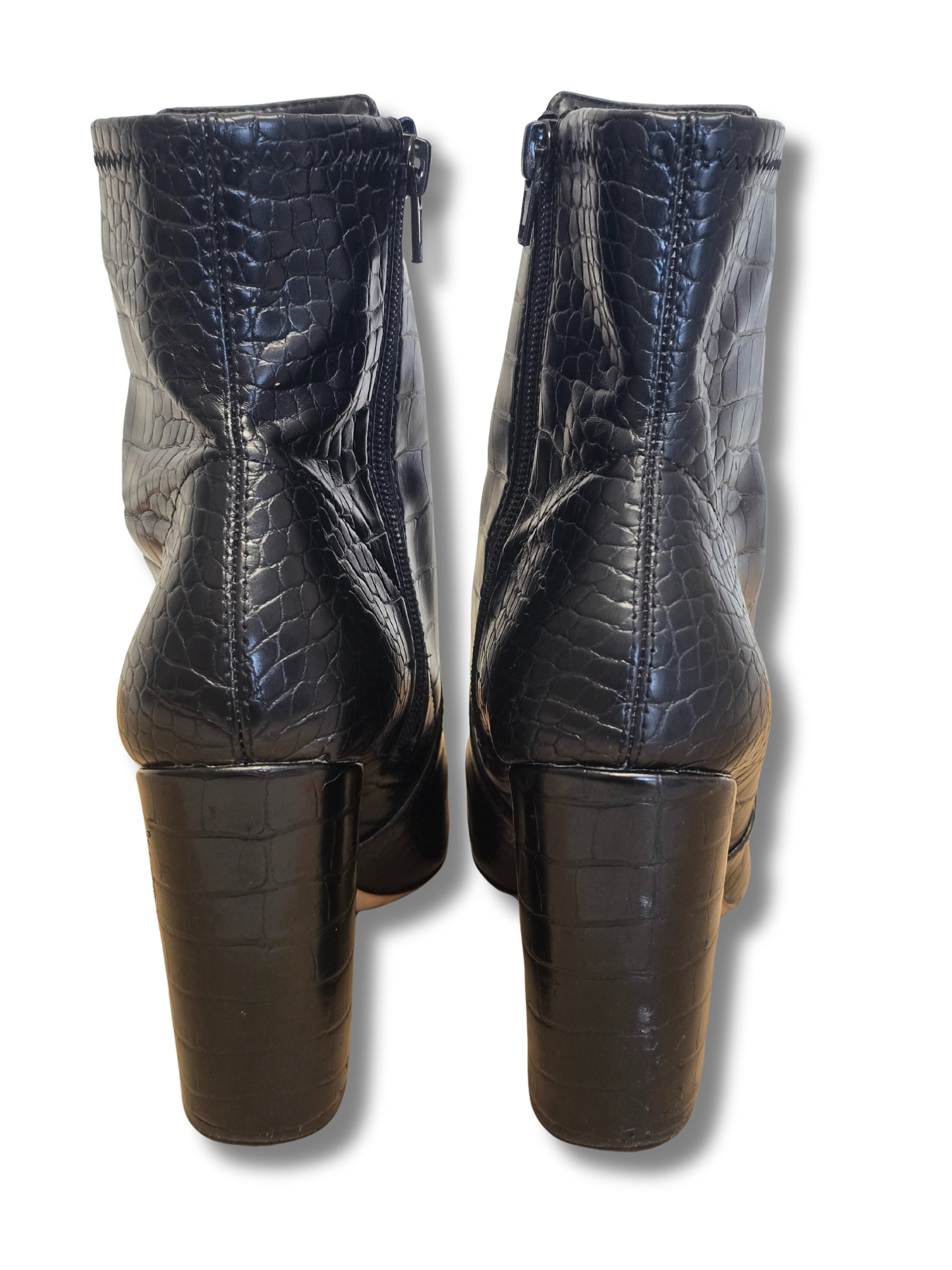 ALDO Croc-Embossed Black Heeled Boots