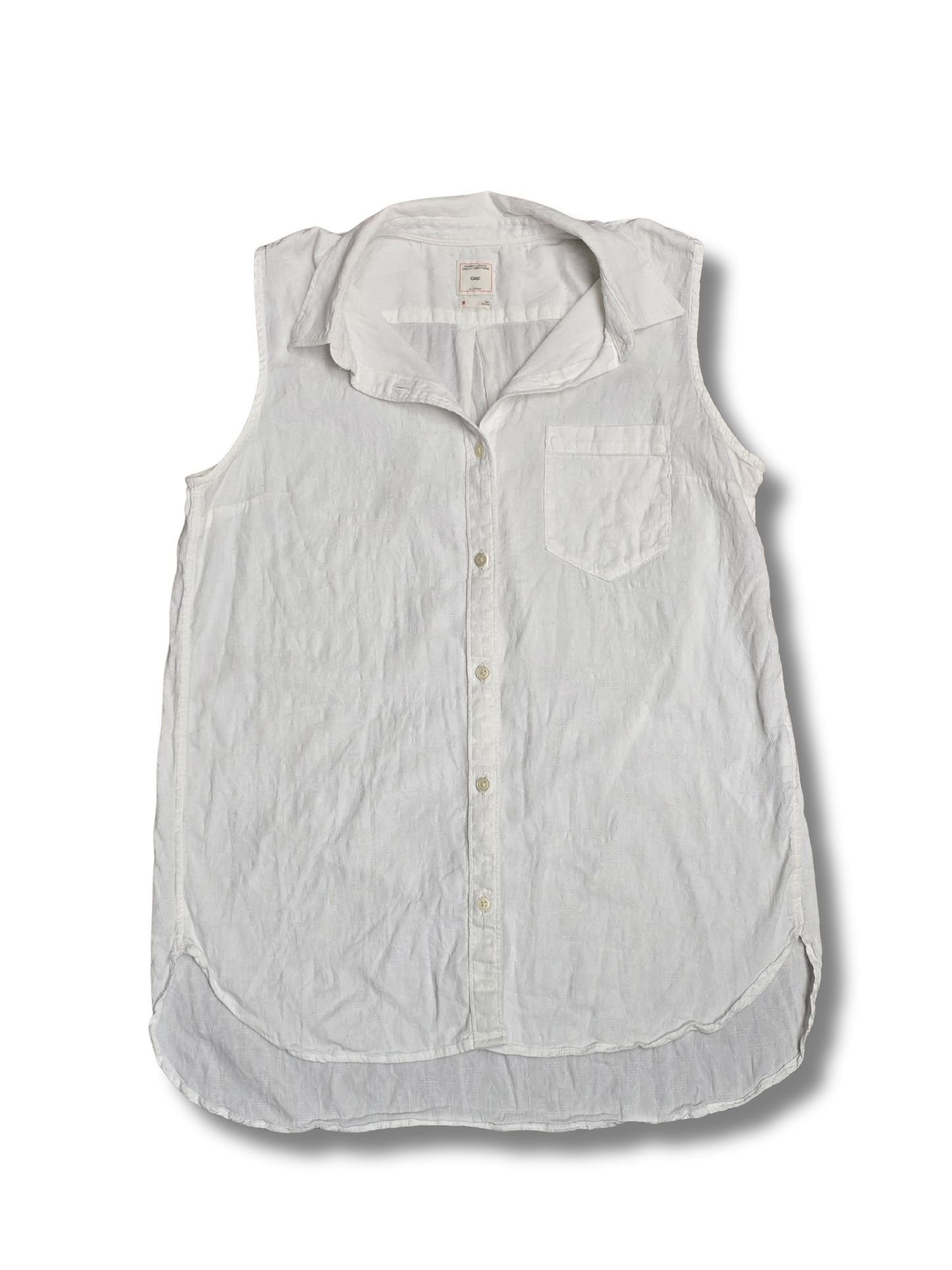 Gap White Sleeveless Button-Down Shirt