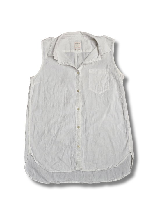 Gap White Sleeveless Button-Down Shirt