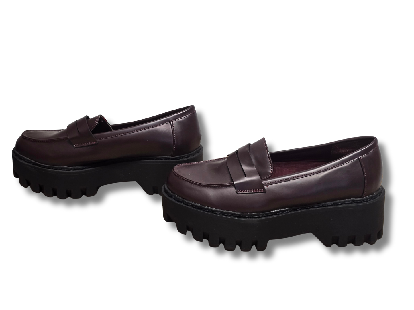 Bamboo Burgundy Chunky Platform Loafers