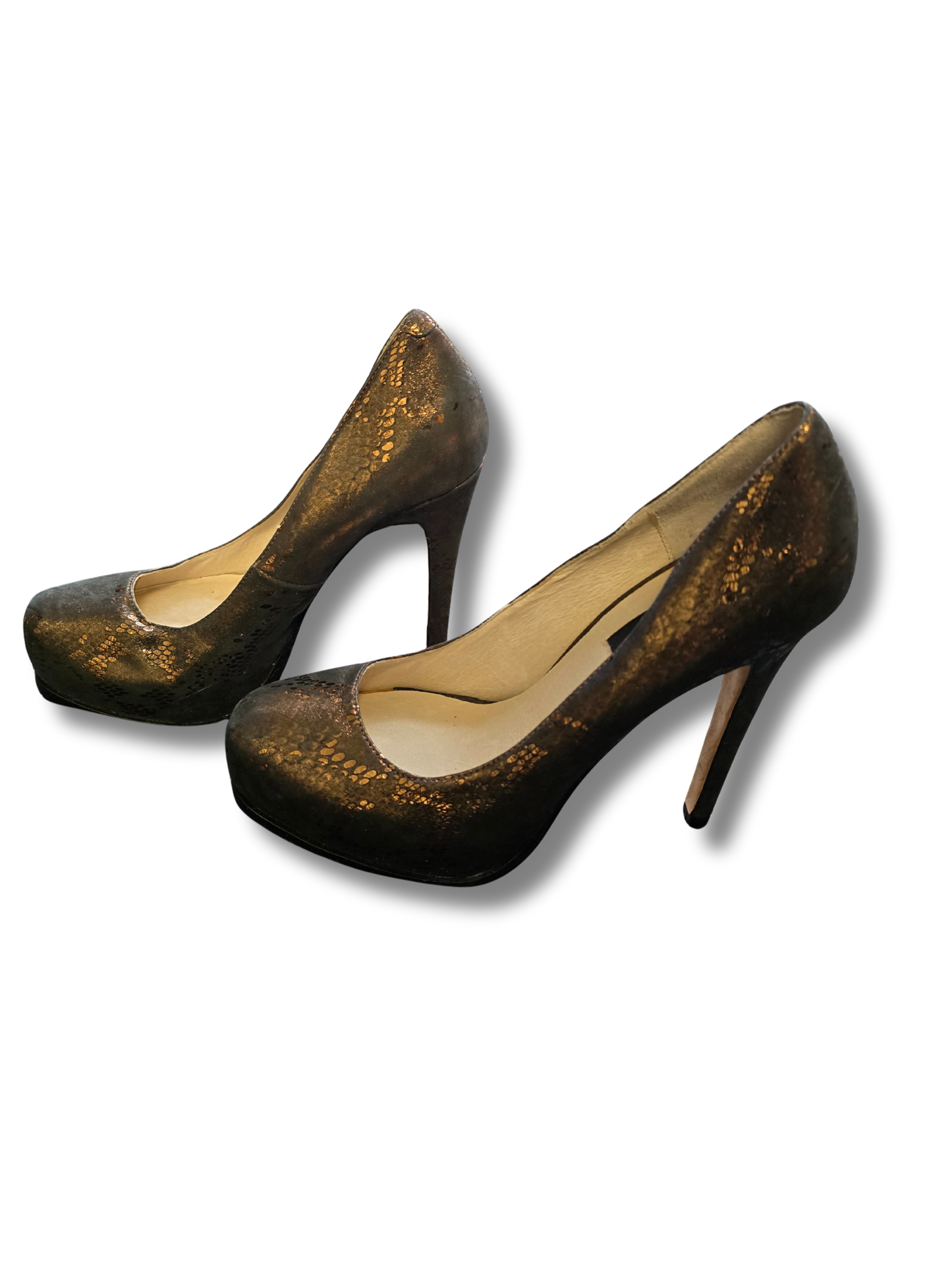 Chinese Laundry Luxe Bronze Snakeskin Heels