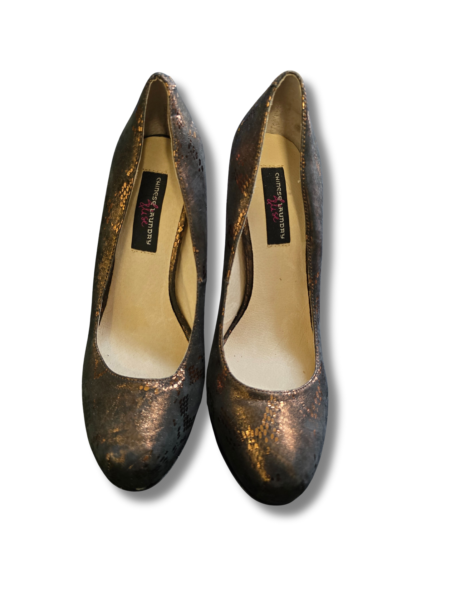 Chinese Laundry Luxe Bronze Snakeskin Heels