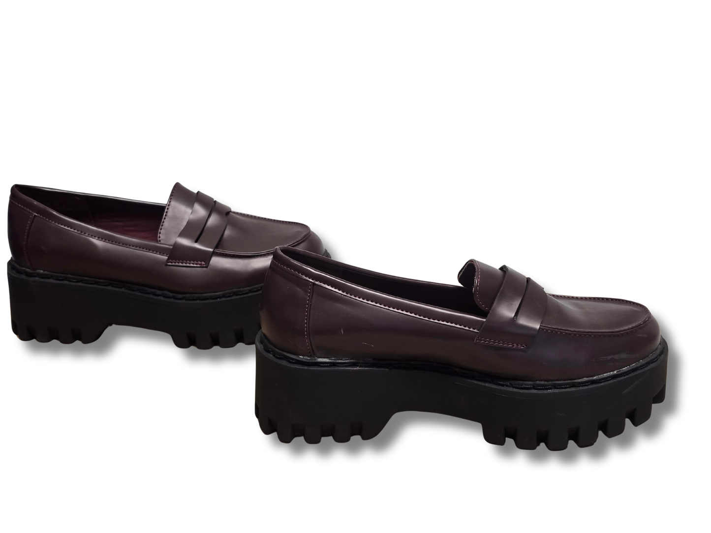 Bamboo Burgundy Chunky Platform Loafers