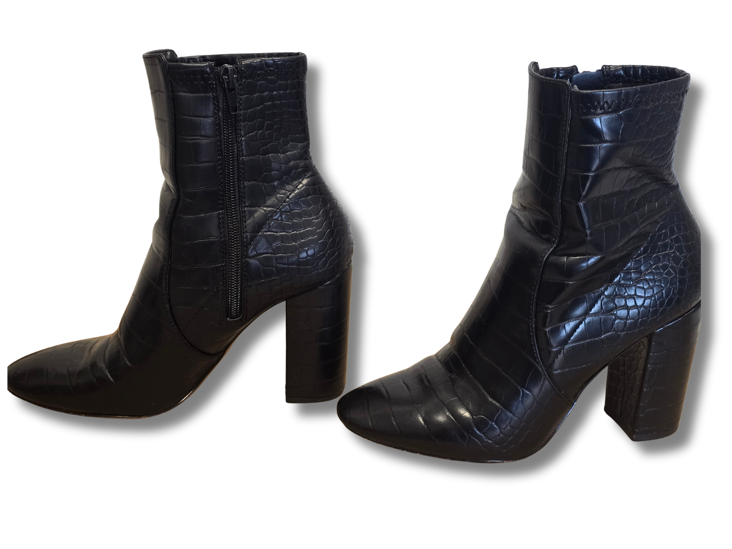 ALDO Croc-Embossed Black Heeled Boots