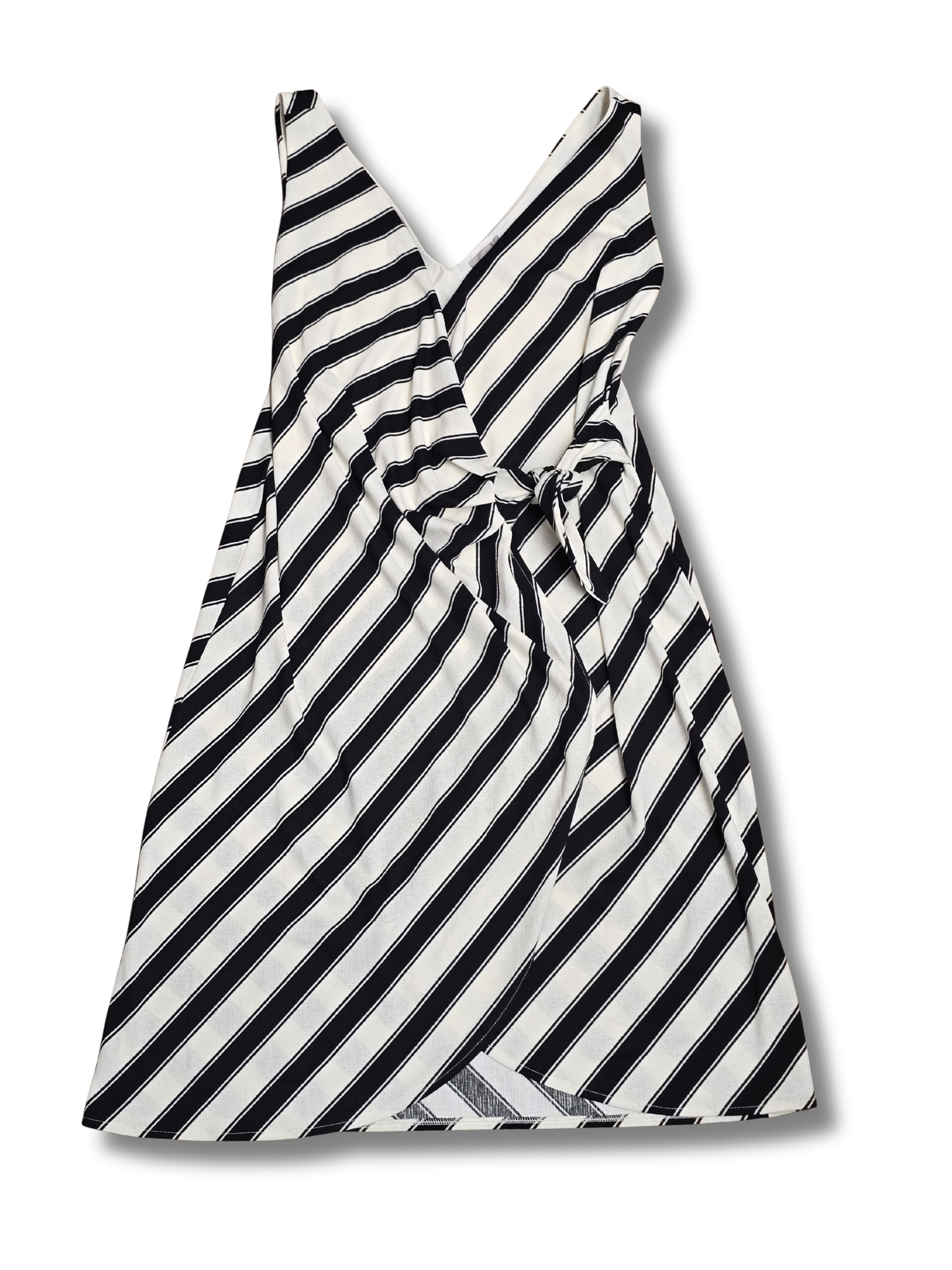 H&M Black & White Striped Wrap Dress