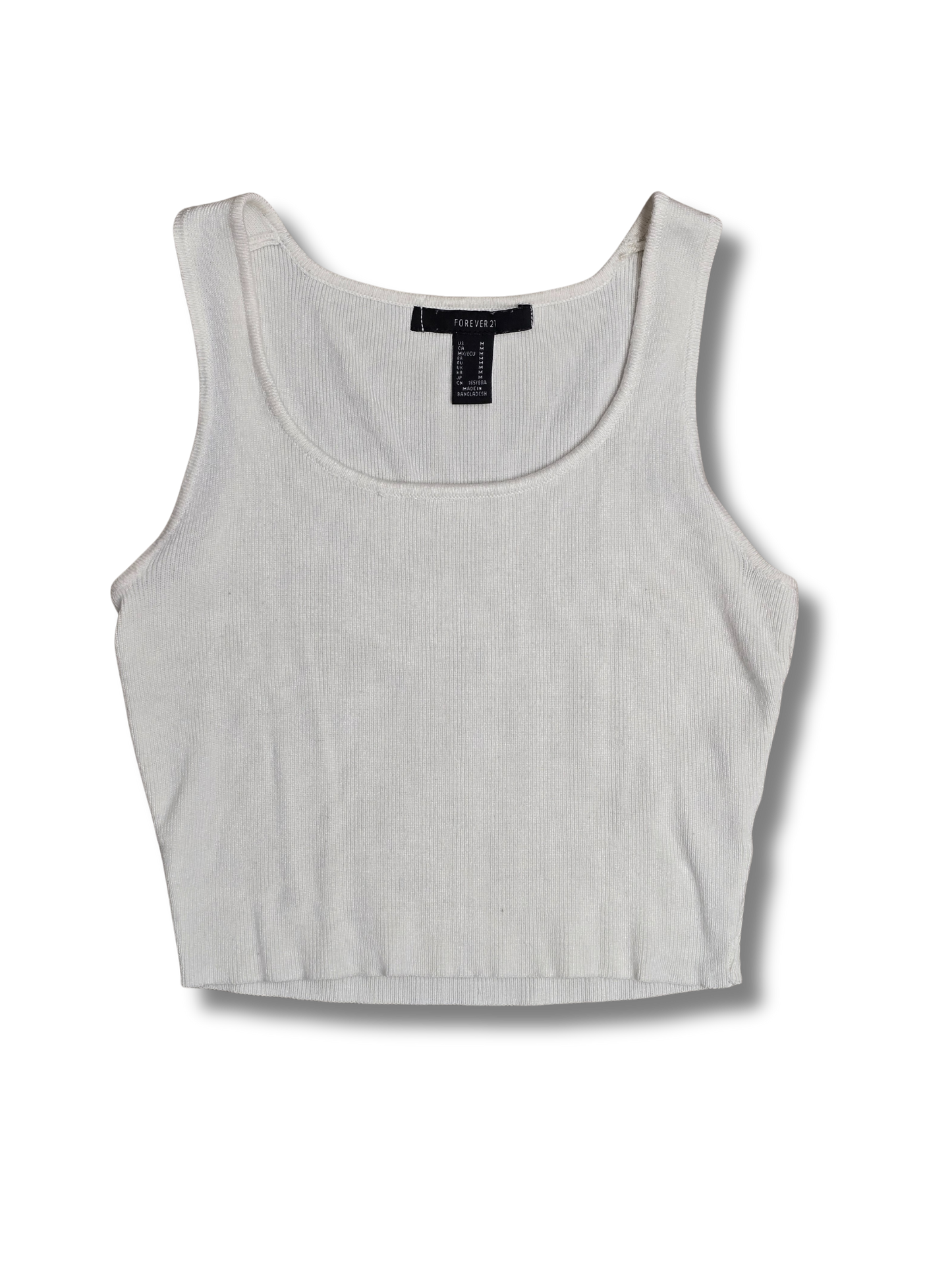 Forever 21 White Ribbed Cropped Tank Top