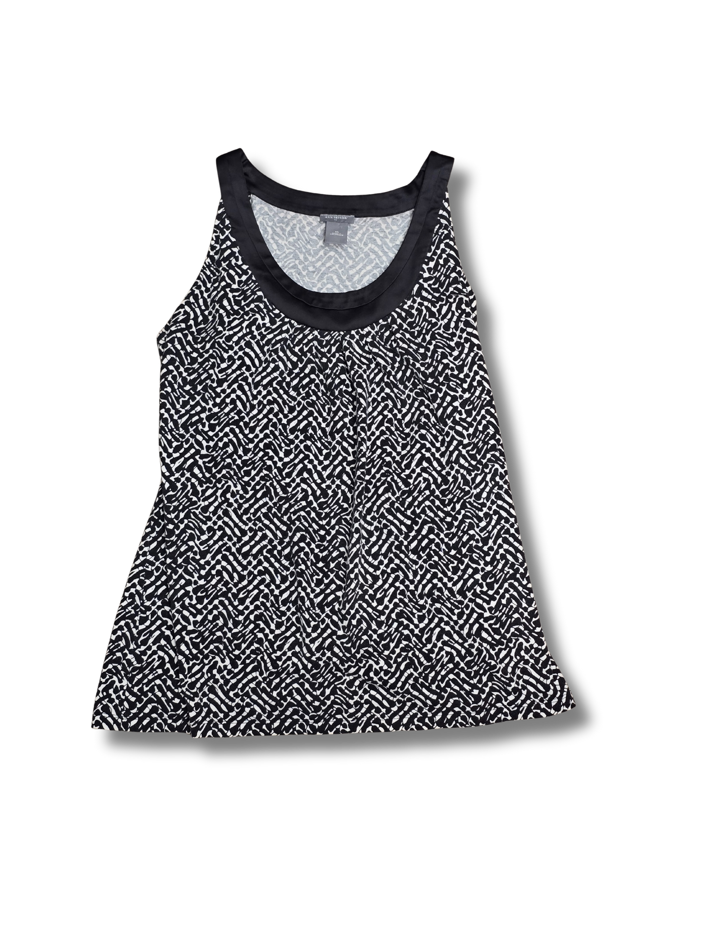 Ann Taylor Black & White Printed Sleeveless Top