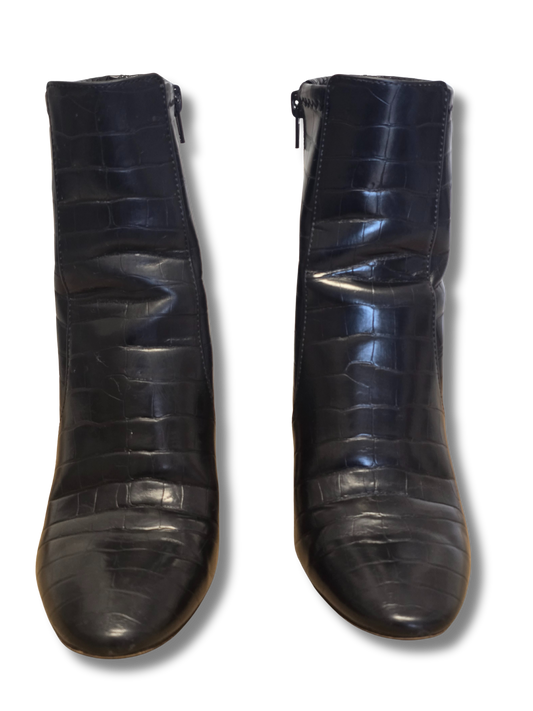 ALDO Croc-Embossed Black Heeled Boots