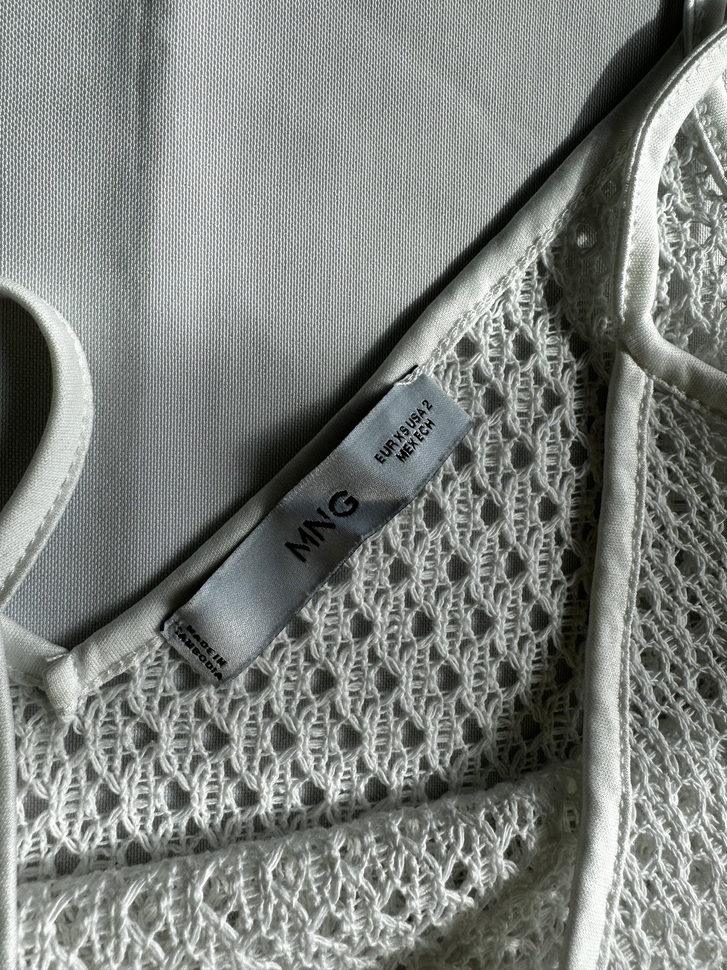 MNG White Crochet Dress