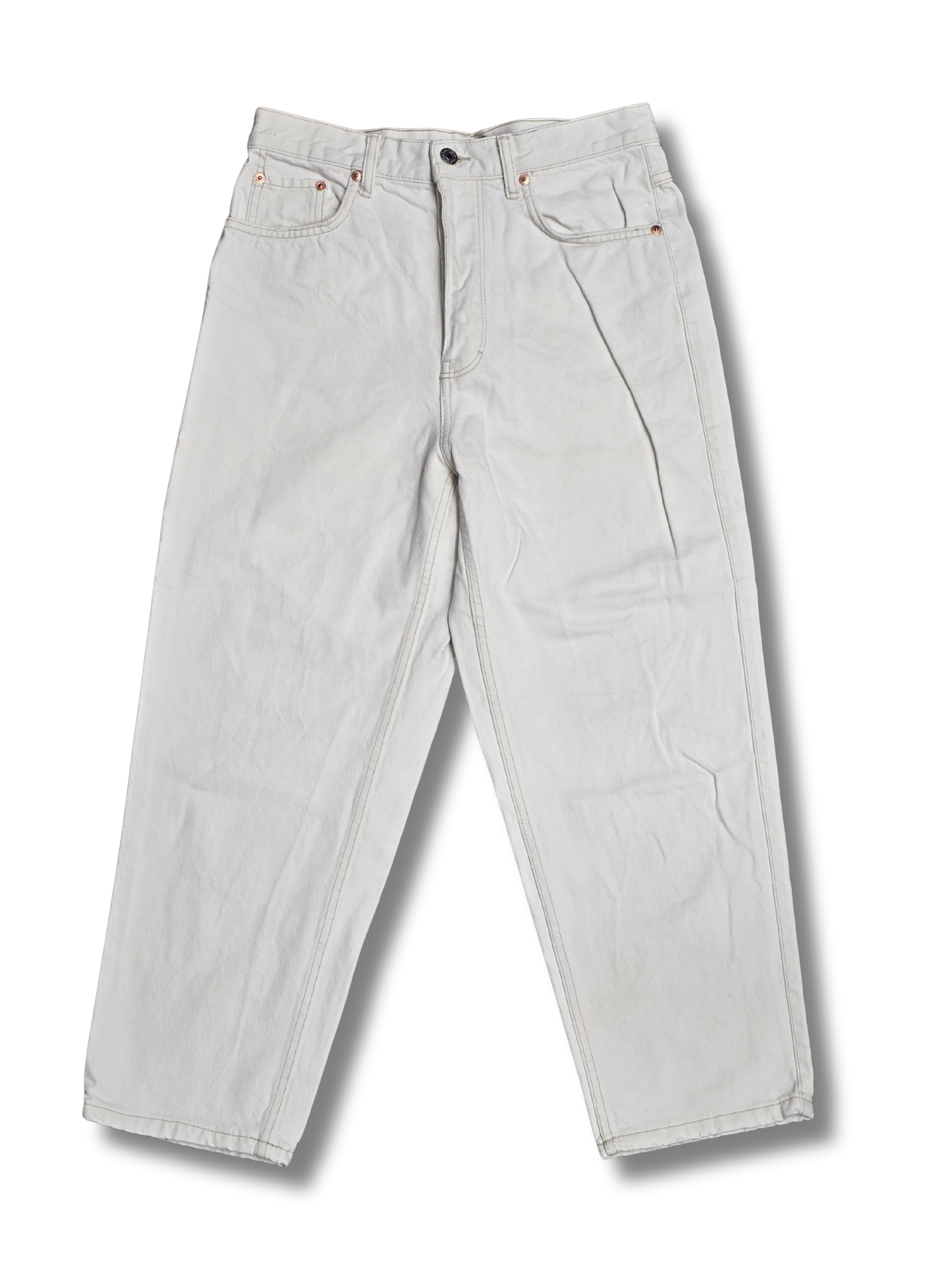 Zara White Straight-Leg Denim Jeans