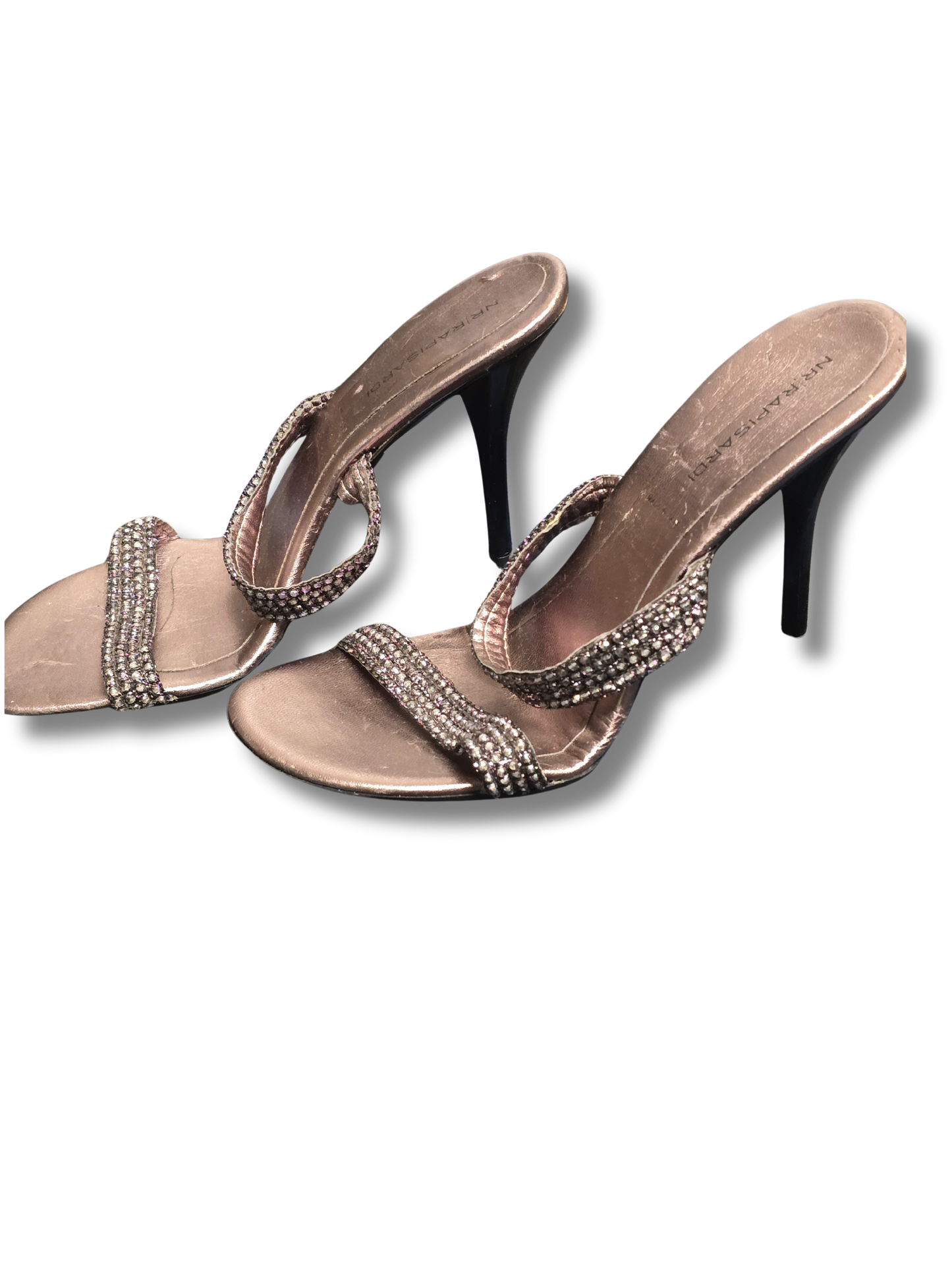 NR Rapisardi Pewter Rhinestone Heels