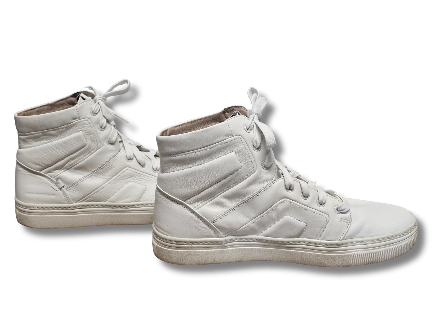 Mark Nason White Leather High-Top Sneakers