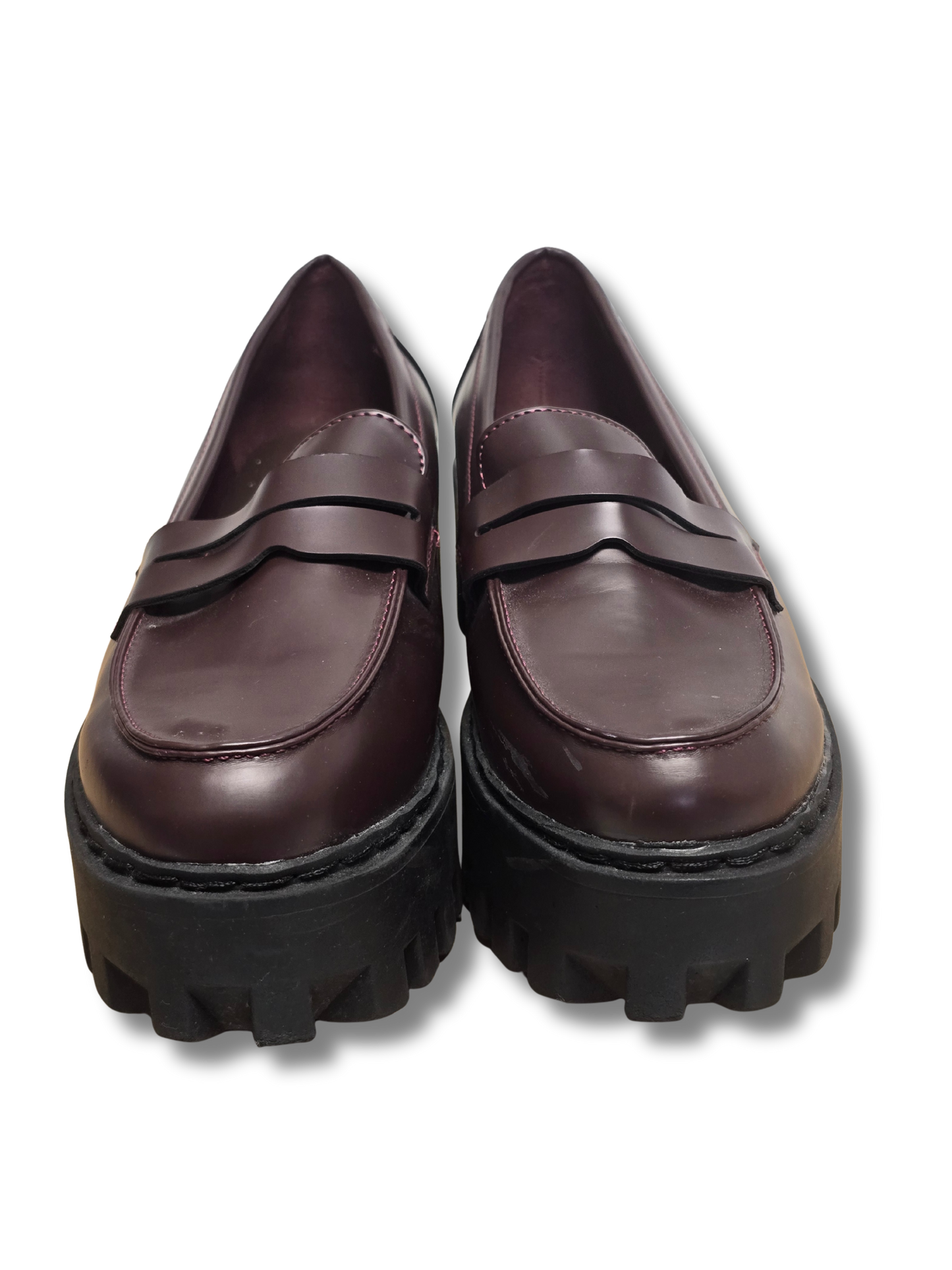 Bamboo Burgundy Chunky Platform Loafers