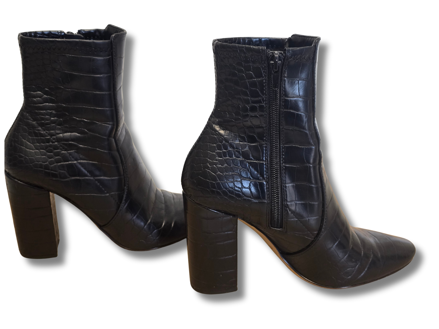 ALDO Croc-Embossed Black Heeled Boots