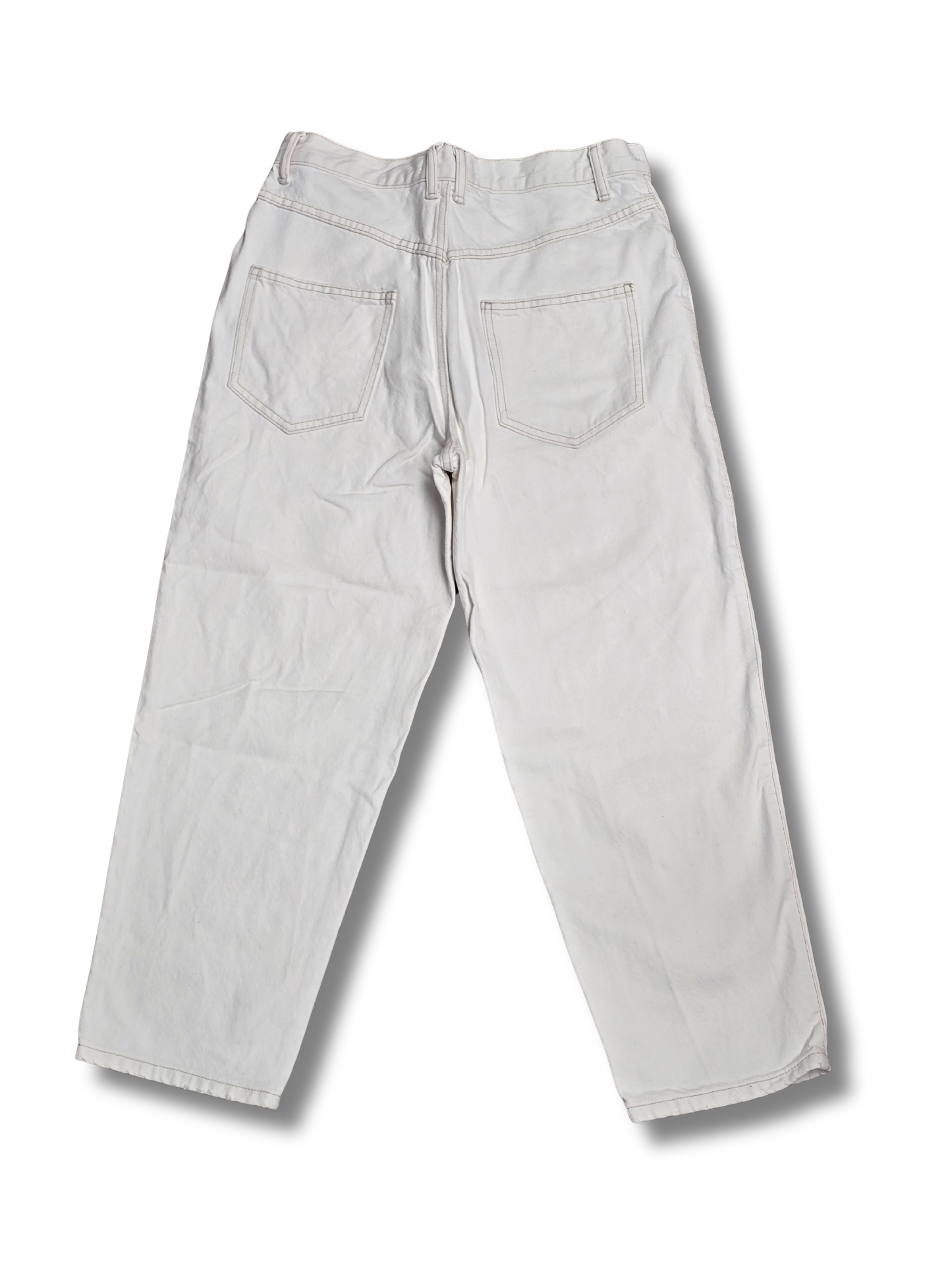 Zara White Straight-Leg Denim Jeans