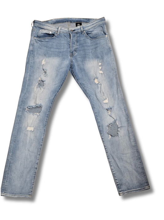 H&M Distressed Skinny Fit Light Wash Jeans